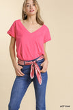 Distressed Top, Hot Pink