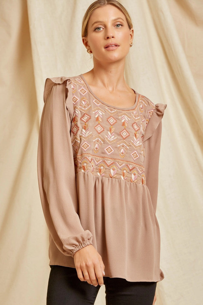 andree by unit Babydoll Embroidered Top / Savanna jane