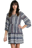 Umgee Cross Back Peasant Short Dress, Navy / White