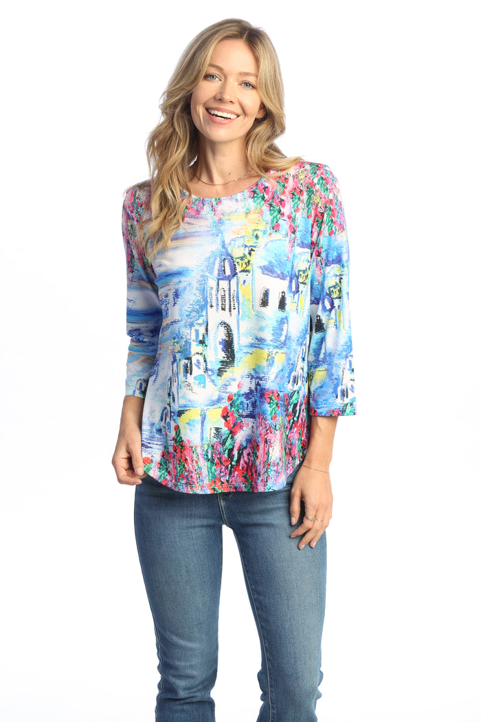 Greece Round Hem Top