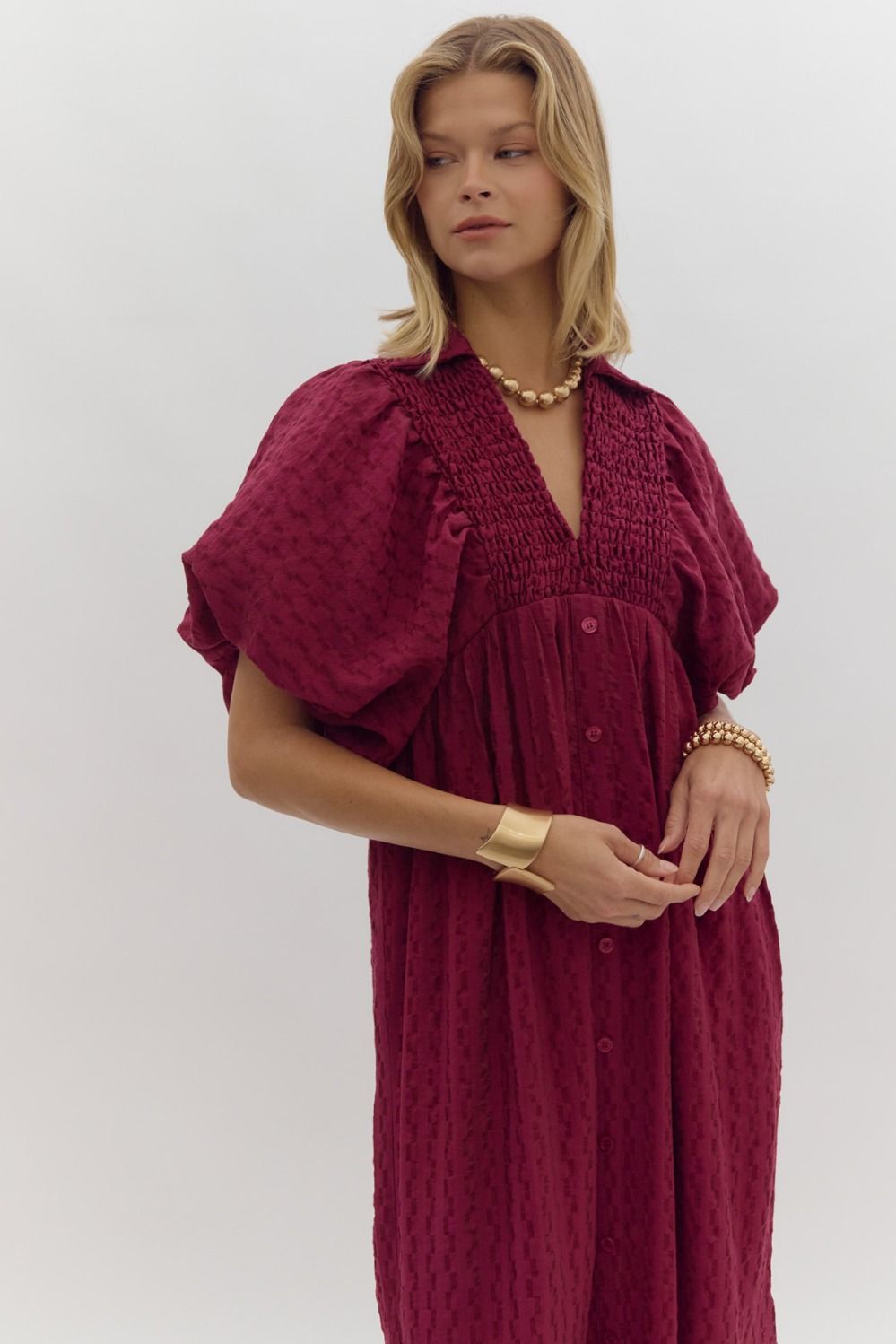 entro burgundy dress Entro Women's Short Puff Sleeve Mini Dress - Black, Size Large