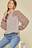 Two-Tone Floral Blouse