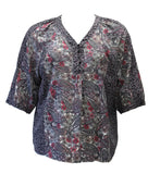 Paisley Print Top, Black & Rose