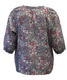 Paisley Print Top, Black & Rose
