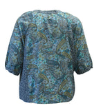 Paisley Print Top, Navy & Teal
