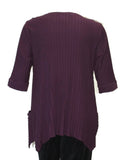 Asymmetrical Textured Rib Knit Cotton Top, Purple