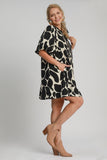 Abstract Print Puff Sleeve Dress