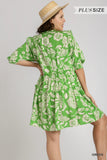 Two Tone Tiered Floral Dress, Green