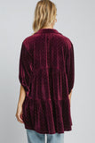 Beaded Velvet Collared Shirt, Burgundy