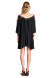 Tassel Cold Shoulder Short Dress, Black