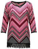 Chevron Print Top, Pink & Black
