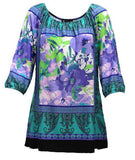 Floral Peasant Top, Jade & Purple
