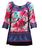 Floral Peasant Top, Peri & Fuchsia