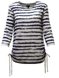 Striped Drawstring Top, Blue