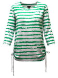 Striped Drawstring Top, Green