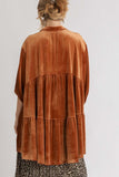 Velvet Tiered Back High Low Shirt, Terracotta