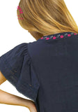 Floral Embroidered Midi Dress, Navy