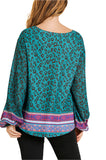 Scarf Print Knit Top, Teal