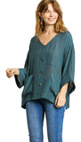 Umgee Faux Button Front Top