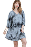 umgee usa Tie Dye Frayed Hem Dress, Grey