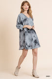 Tie Dye Frayed Hem Dress, Grey