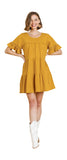 umgee usa Ruffle Sleeve Tier Mini Dress, Goldenrod