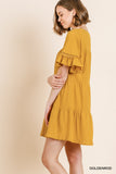 Ruffle Sleeve Tier Mini Dress, Goldenrod