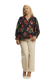 Floral Textured Top, Black