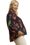 Floral Textured Top, Black