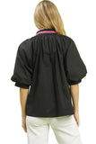 Floral Embroidered Blouse, Black