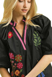 Floral Embroidered Blouse, Black