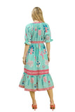 Floral Collage Midi Dress, Mint