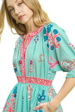 Floral Collage Midi Dress, Mint