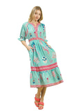 Floral Collage Midi Dress, Mint