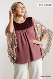 Butterfly Sleeve Top, Wine/Berry