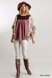 Butterfly Sleeve Top, Wine/Berry