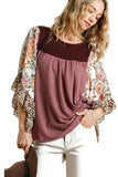 Butterfly Sleeve Top, Wine/Berry