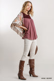 Butterfly Sleeve Top, Wine/Berry