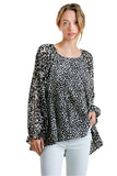 umgee Dalmation Balloon Ruffle Sleeve Top