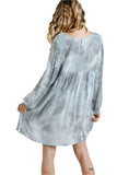 Shibori Tie Dye Babydoll Dress, Silver/Grey