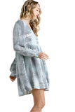 Shibori Tie Dye Babydoll Dress, Silver/Grey