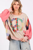 Sage & Fig Peace Sign Long Sleeve Colorful Sweatshirt