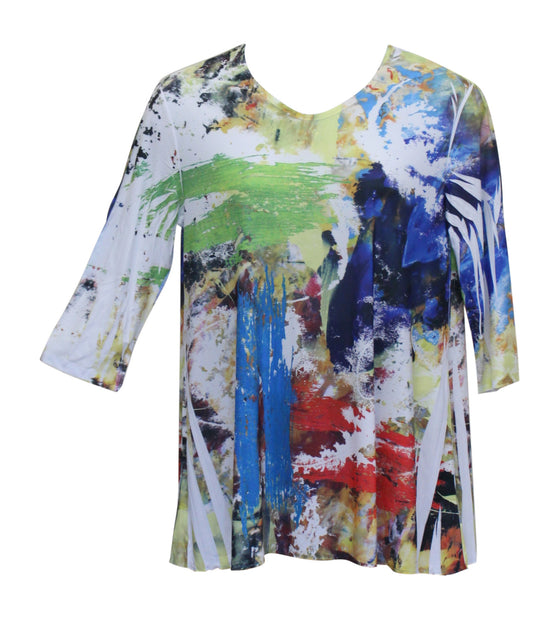 Splash 3/4 Sleeve Top, Multi