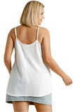 Waffle Knit V-Neck Top, Off White