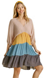 Balloon Sleeve Tiered Dress