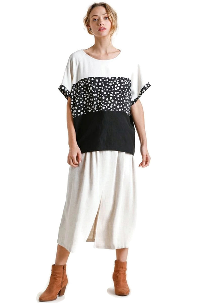 umgee Dalmatian Color Block Top