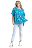 Star Print Tassel Top, Blue