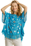 umgee star print tassel top