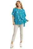 Star Print Tassel Top, Blue