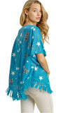 Star Print Tassel Top, Blue